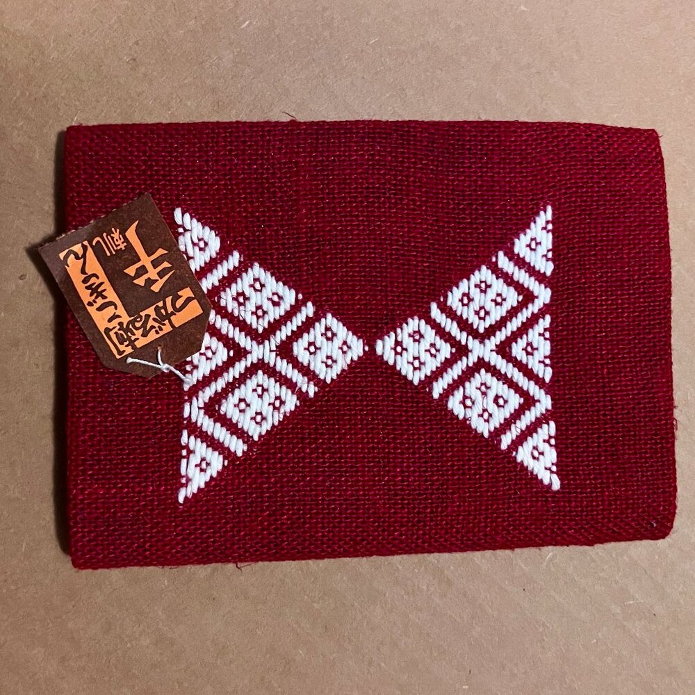 Vintage Japanese hand made folk craft embroidered cloth tissue dispenser